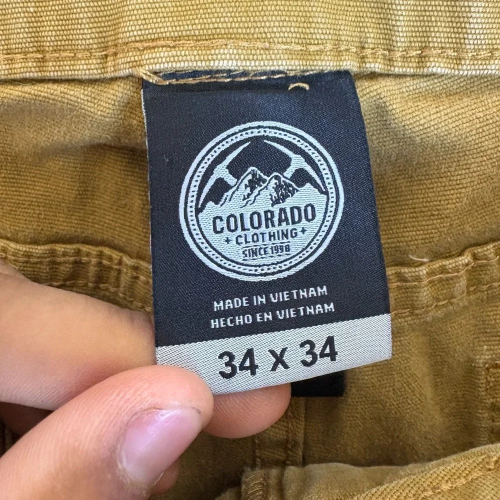 Colorado Clothing Carpenter Work Pants Men 32x30.5 Tan Canvas Cotton Relaxed Fit